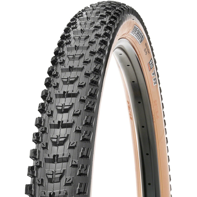 Maxxis Rekon Tire – 29 x 2.4 Tubeless Folding BLK/Dark Tan Dual EXO Wide Trail