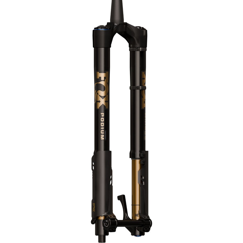 FOX Factory Podium Inverted Suspension Fork – 29″ 170 mm 20TA x 110 mm 44mm Offset GRIP X2 58HT Crown BLK/Podium Gold