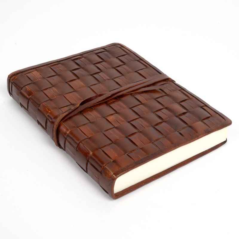 Large Basketweave Leather Journal – Large