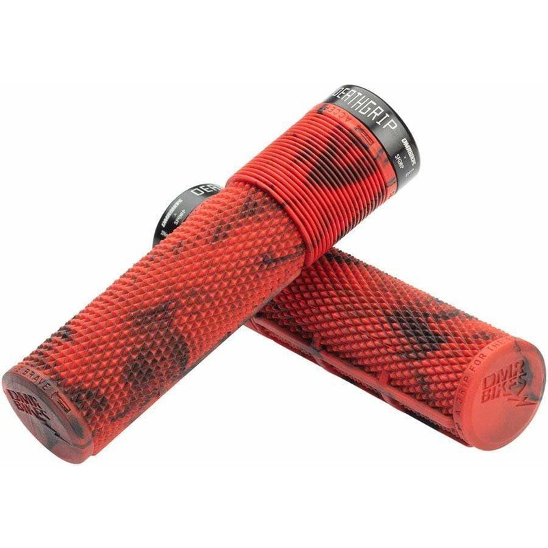 Deathgrip Bike Handlebar Grips – Marble Red, Lock-On, Thick Red