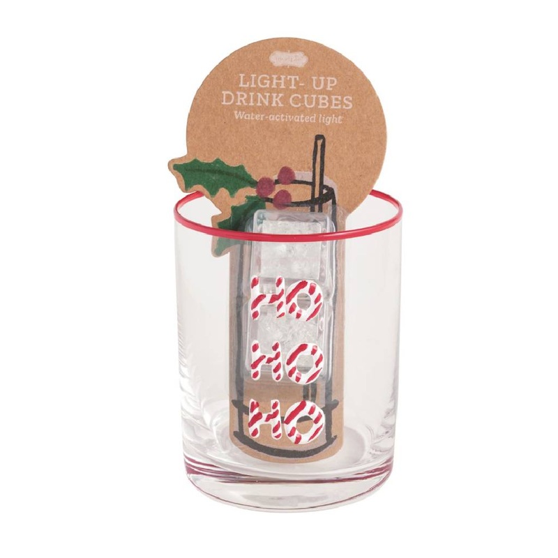 Mud Pie Ho Ho Ho Glass & Light Up Cube Set