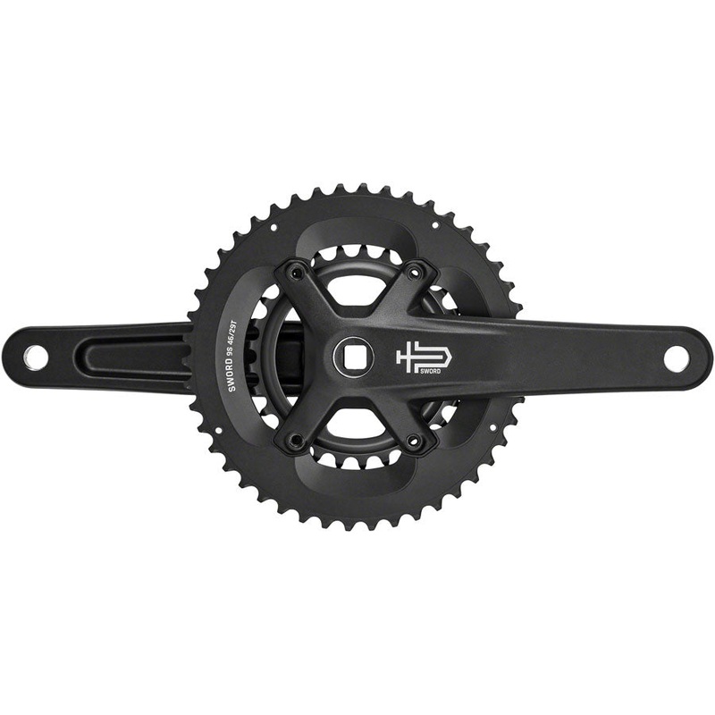 Sword BLK 2x Crankset – 165mm 9-Speed 46/29t 110/80 Asym BCD JIS Square Taper Spindle Interface BLK