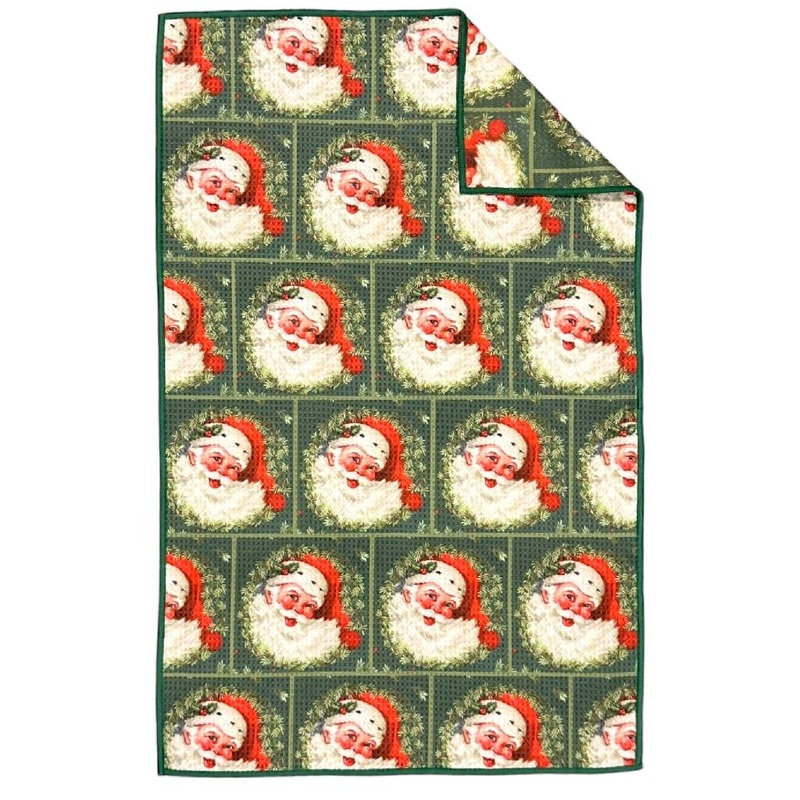 Double Sided Hand Towel – Father Christmas Green