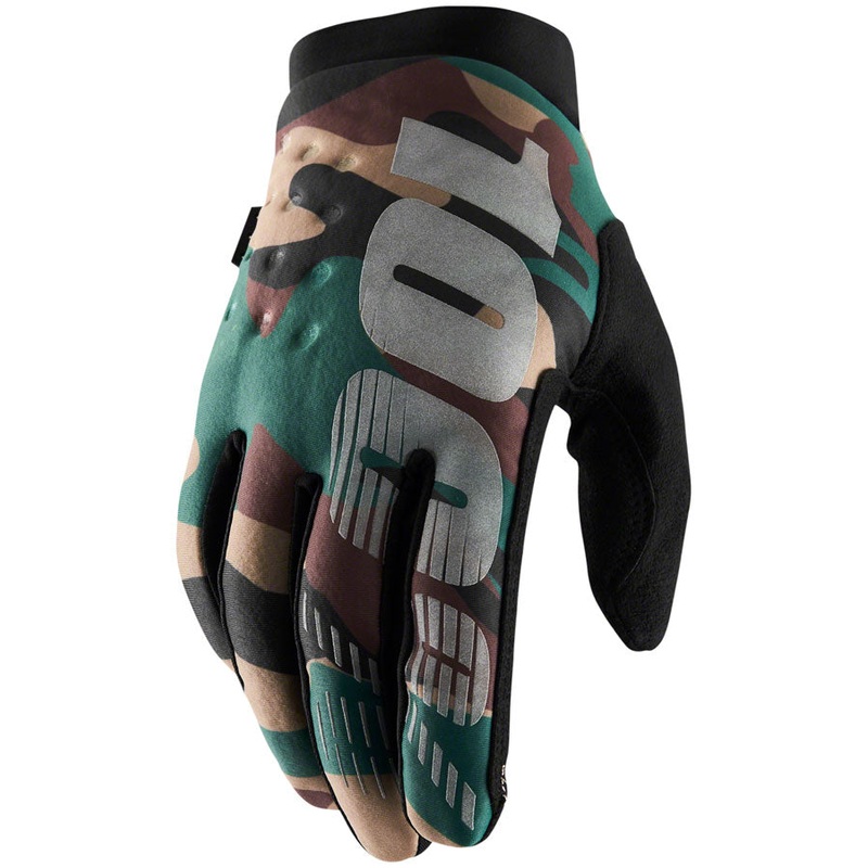 100% Brisker Gloves – Camo/Black Full Finger Men’s Medium