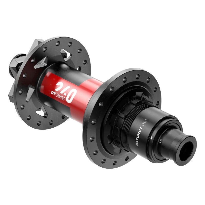 DT Swiss 240 DEG Rear Hub – 12 x 157mm 6-Bolt XD Black/Red 32H 90pt